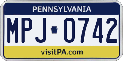PA license plate MPJ0742