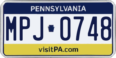 PA license plate MPJ0748