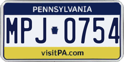 PA license plate MPJ0754