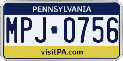 PA license plate MPJ0756