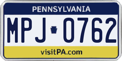 PA license plate MPJ0762