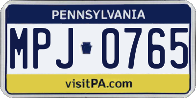 PA license plate MPJ0765