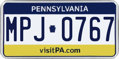 PA license plate MPJ0767
