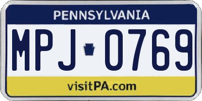 PA license plate MPJ0769
