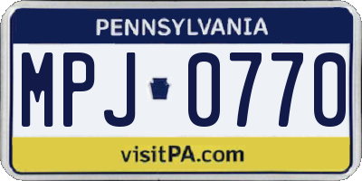 PA license plate MPJ0770