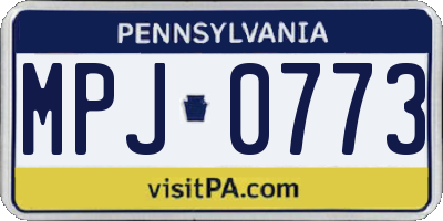 PA license plate MPJ0773