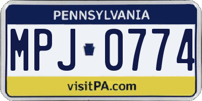 PA license plate MPJ0774