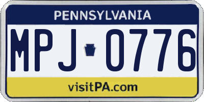PA license plate MPJ0776
