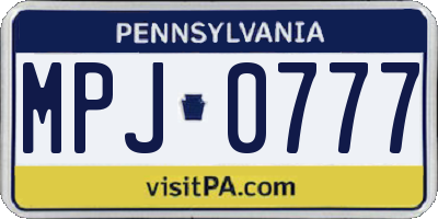 PA license plate MPJ0777