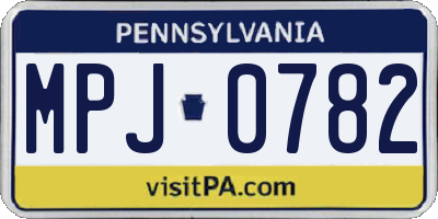 PA license plate MPJ0782