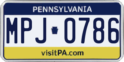 PA license plate MPJ0786