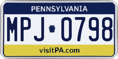 PA license plate MPJ0798