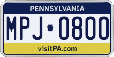 PA license plate MPJ0800
