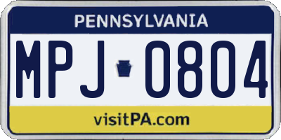 PA license plate MPJ0804