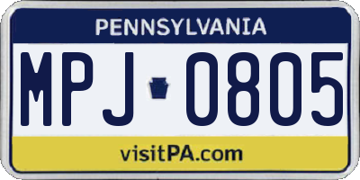 PA license plate MPJ0805