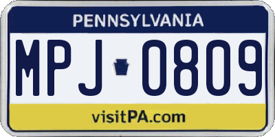 PA license plate MPJ0809