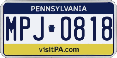 PA license plate MPJ0818