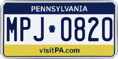 PA license plate MPJ0820