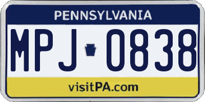 PA license plate MPJ0838