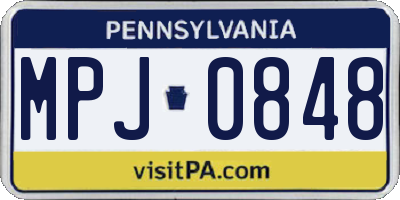 PA license plate MPJ0848