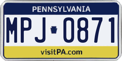 PA license plate MPJ0871