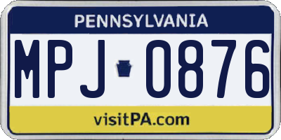 PA license plate MPJ0876