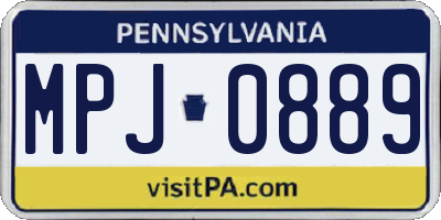 PA license plate MPJ0889