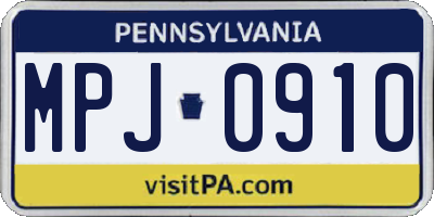 PA license plate MPJ0910