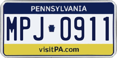PA license plate MPJ0911