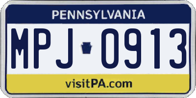 PA license plate MPJ0913