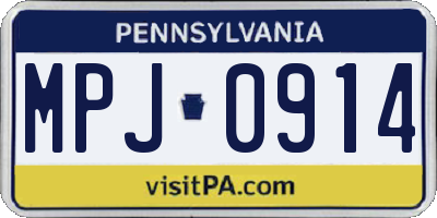PA license plate MPJ0914