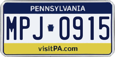 PA license plate MPJ0915