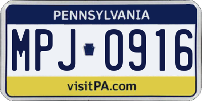 PA license plate MPJ0916