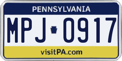 PA license plate MPJ0917