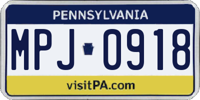 PA license plate MPJ0918