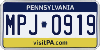 PA license plate MPJ0919