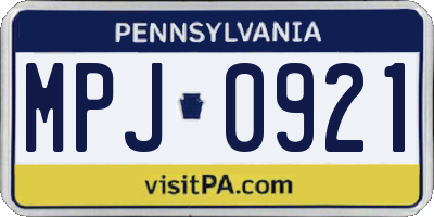 PA license plate MPJ0921