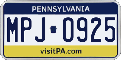 PA license plate MPJ0925