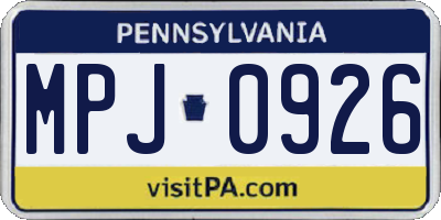 PA license plate MPJ0926