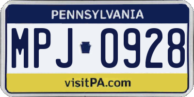 PA license plate MPJ0928