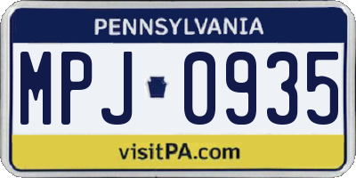 PA license plate MPJ0935