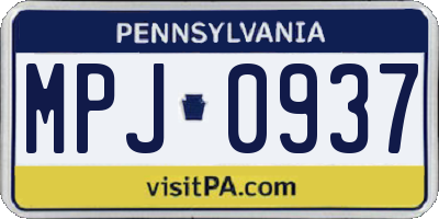 PA license plate MPJ0937