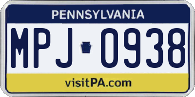 PA license plate MPJ0938