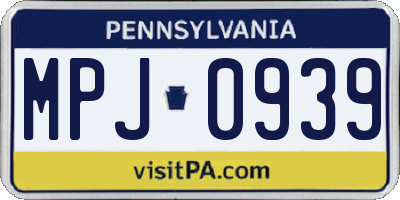 PA license plate MPJ0939
