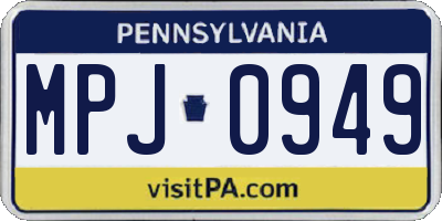 PA license plate MPJ0949