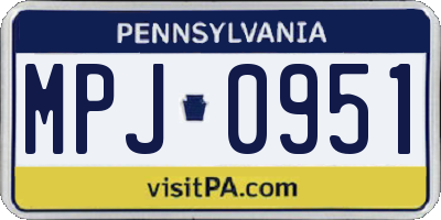 PA license plate MPJ0951