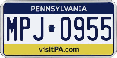 PA license plate MPJ0955