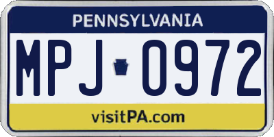 PA license plate MPJ0972