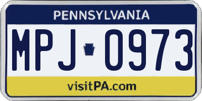 PA license plate MPJ0973