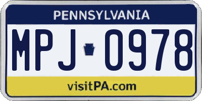 PA license plate MPJ0978